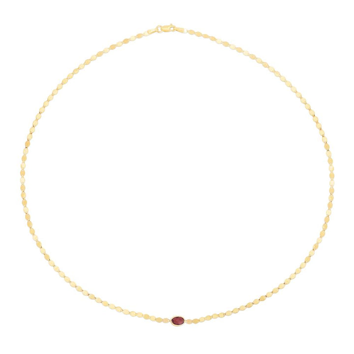 14K Garnet Mirrored Chain Neklace