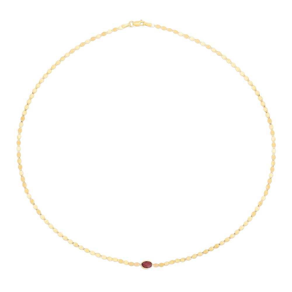 14K Garnet Mirrored Chain Neklace