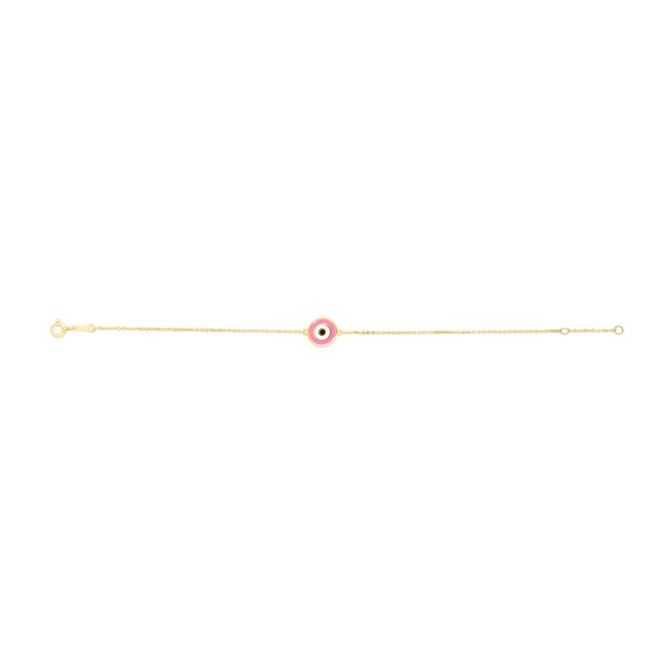 14K Pink Evil Eye Bracelet