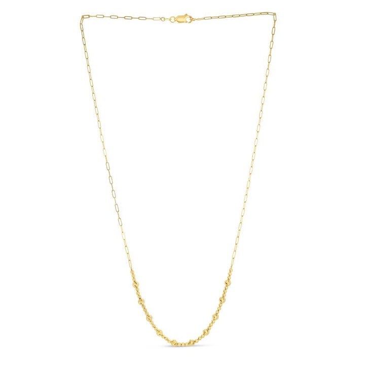 14K Gold Bead Paperclip Necklace