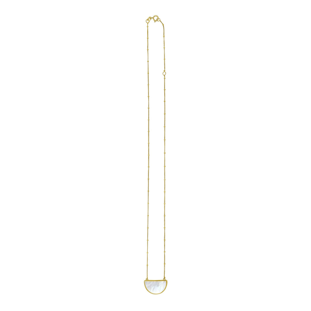14K MOP Geometric Half Moon Necklace