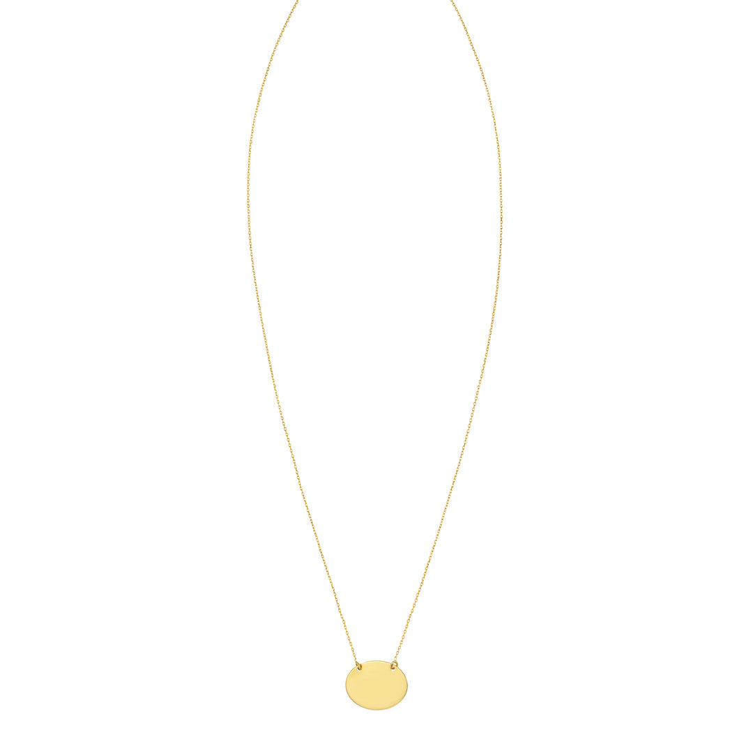 14K Mirror Oval Necklace