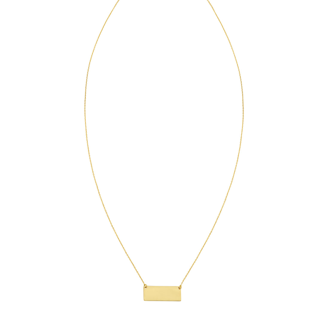 14K Mirror Rectangle Bar Necklace
