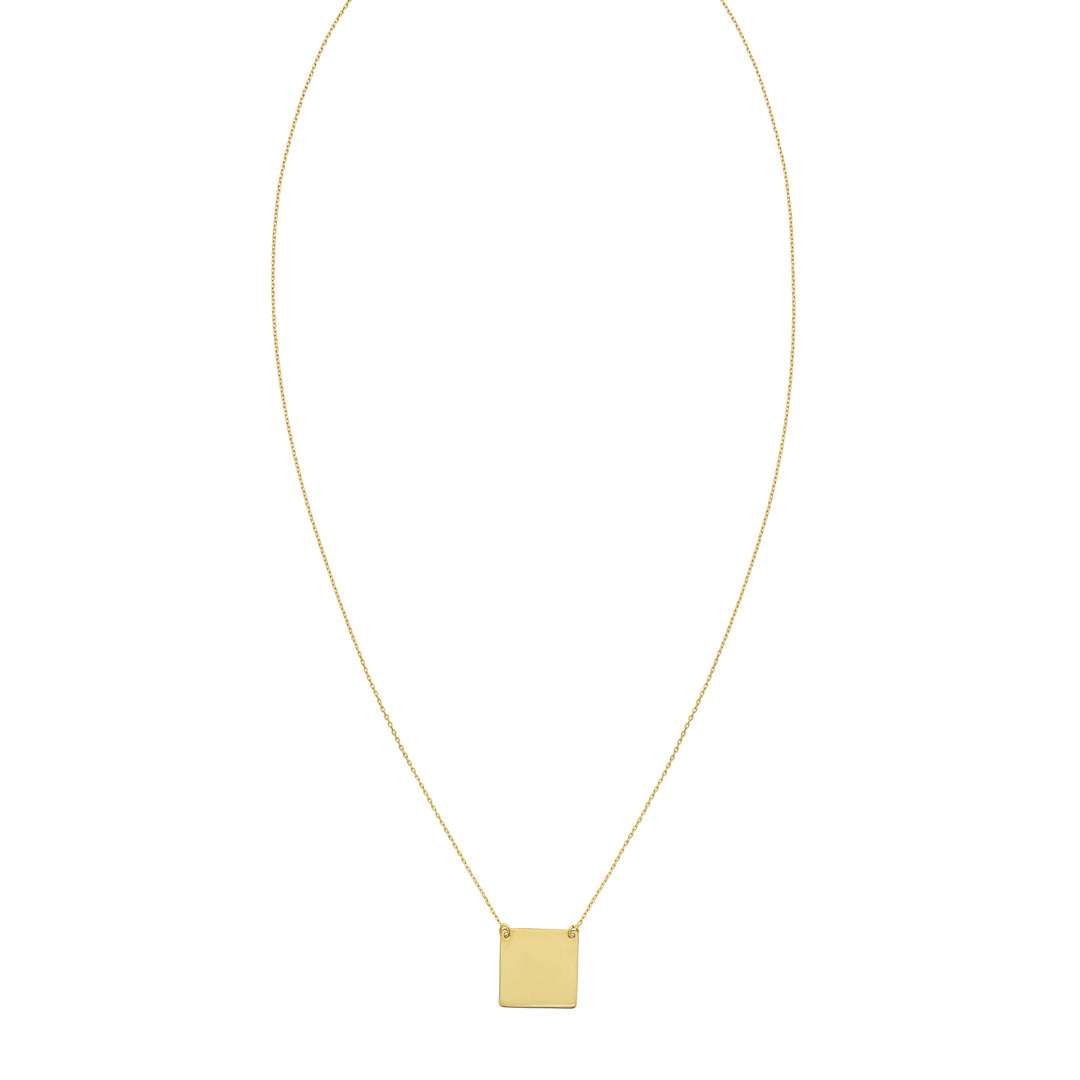 14K Mirror Square Bar Necklace