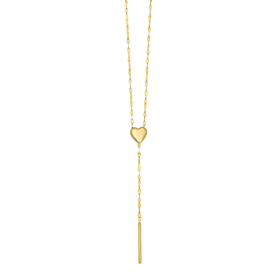 14K Adjustable Heart Lariat Necklace