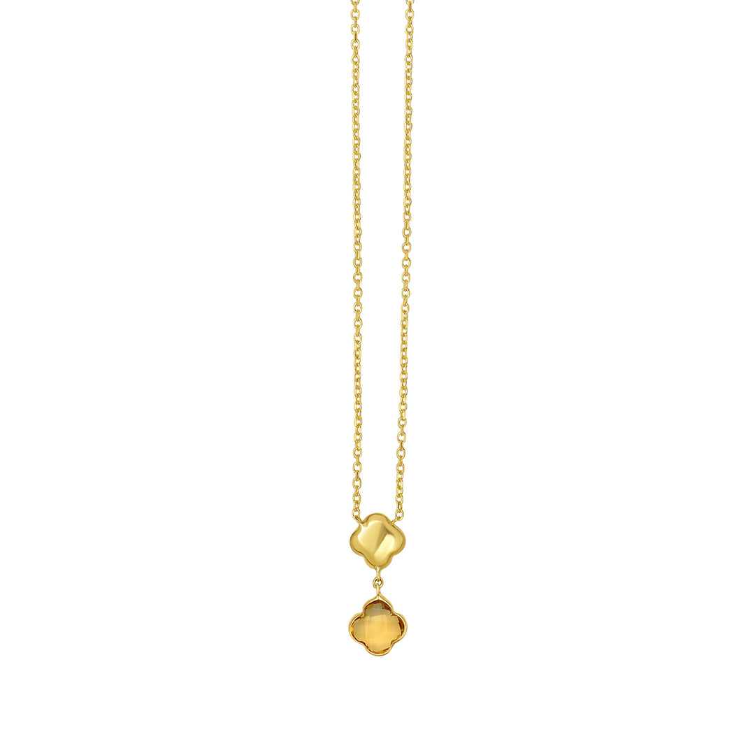 14K Citrine Clover Gem Necklace