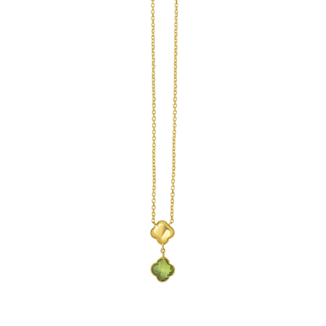 14K Peridot Clover Gem Necklace