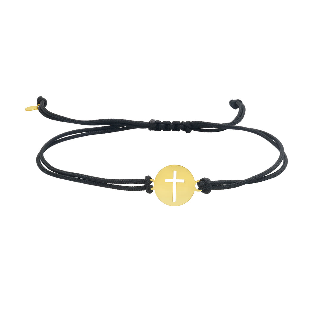 14K Cross & Cord Friendship Bracelet