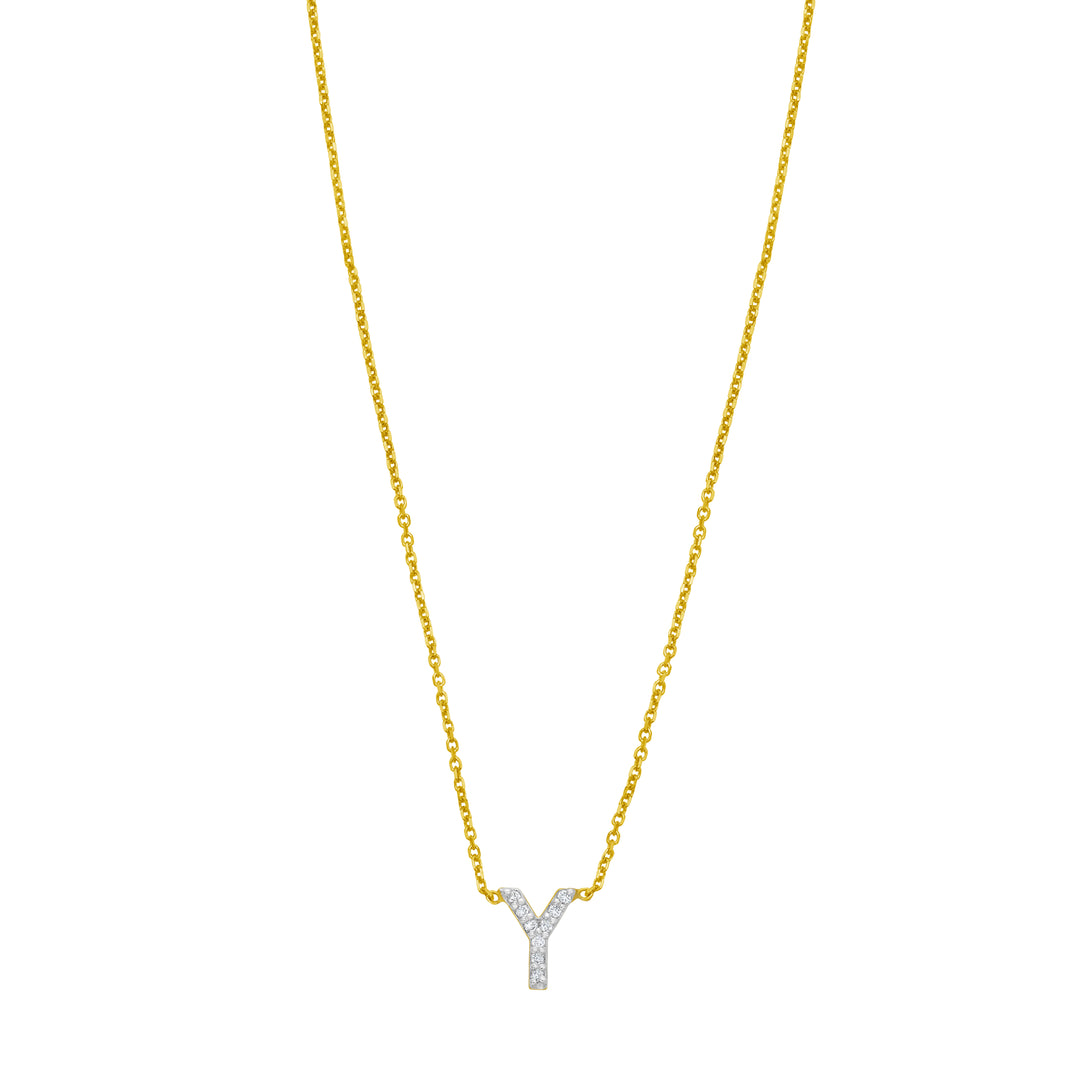 14K Mini Diamond Y Initial