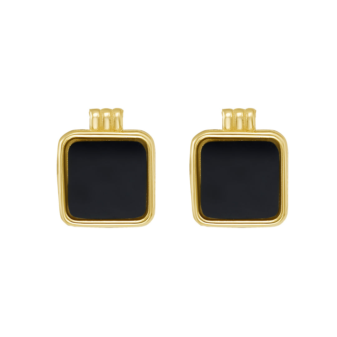 14K Black Onyx Square Stud