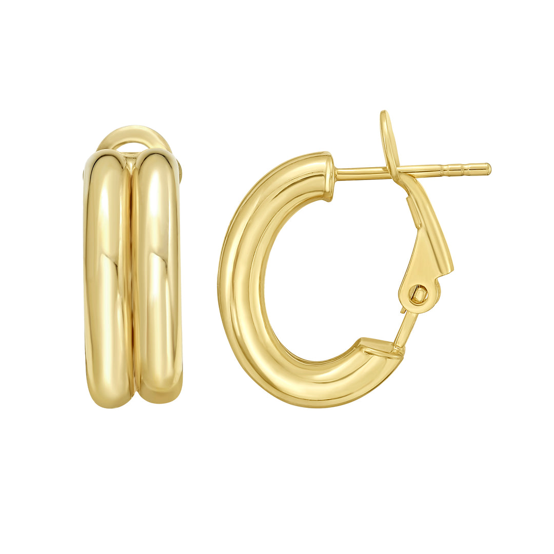 14K Double Row Hinged Hoop Earrings