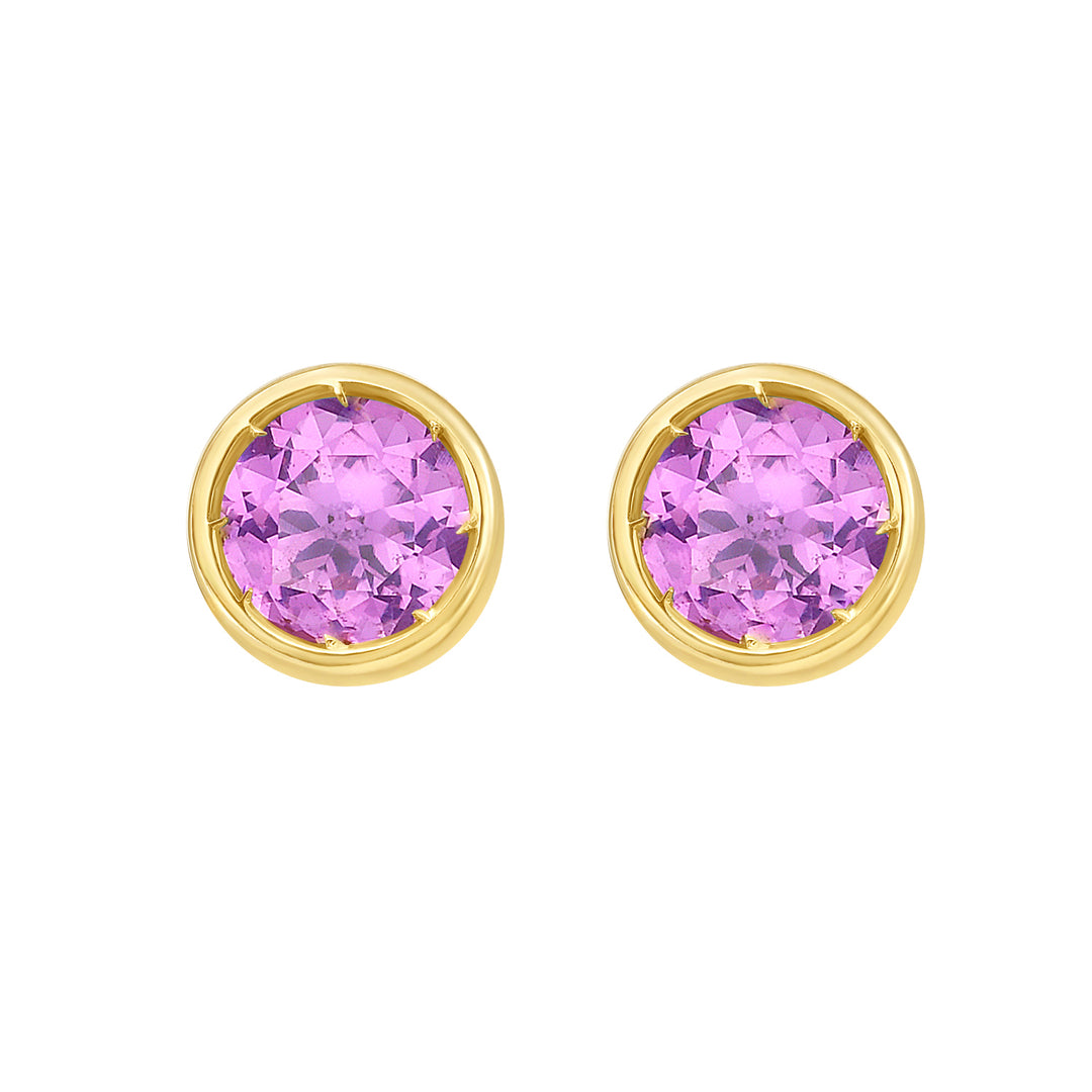 14K Created Pink Sapphire Birthstone Earrings