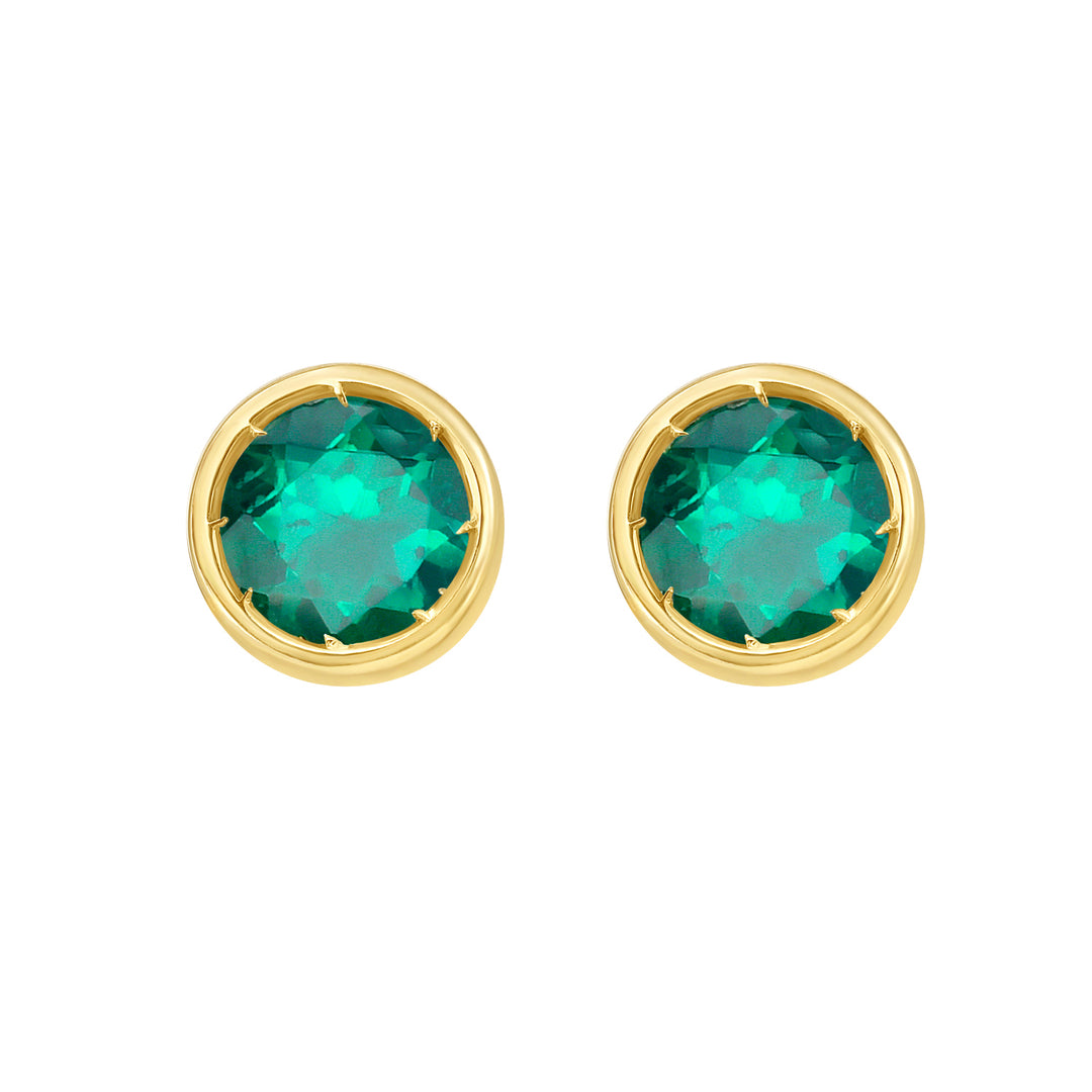 14K Created Emerald Birthstone Earrings