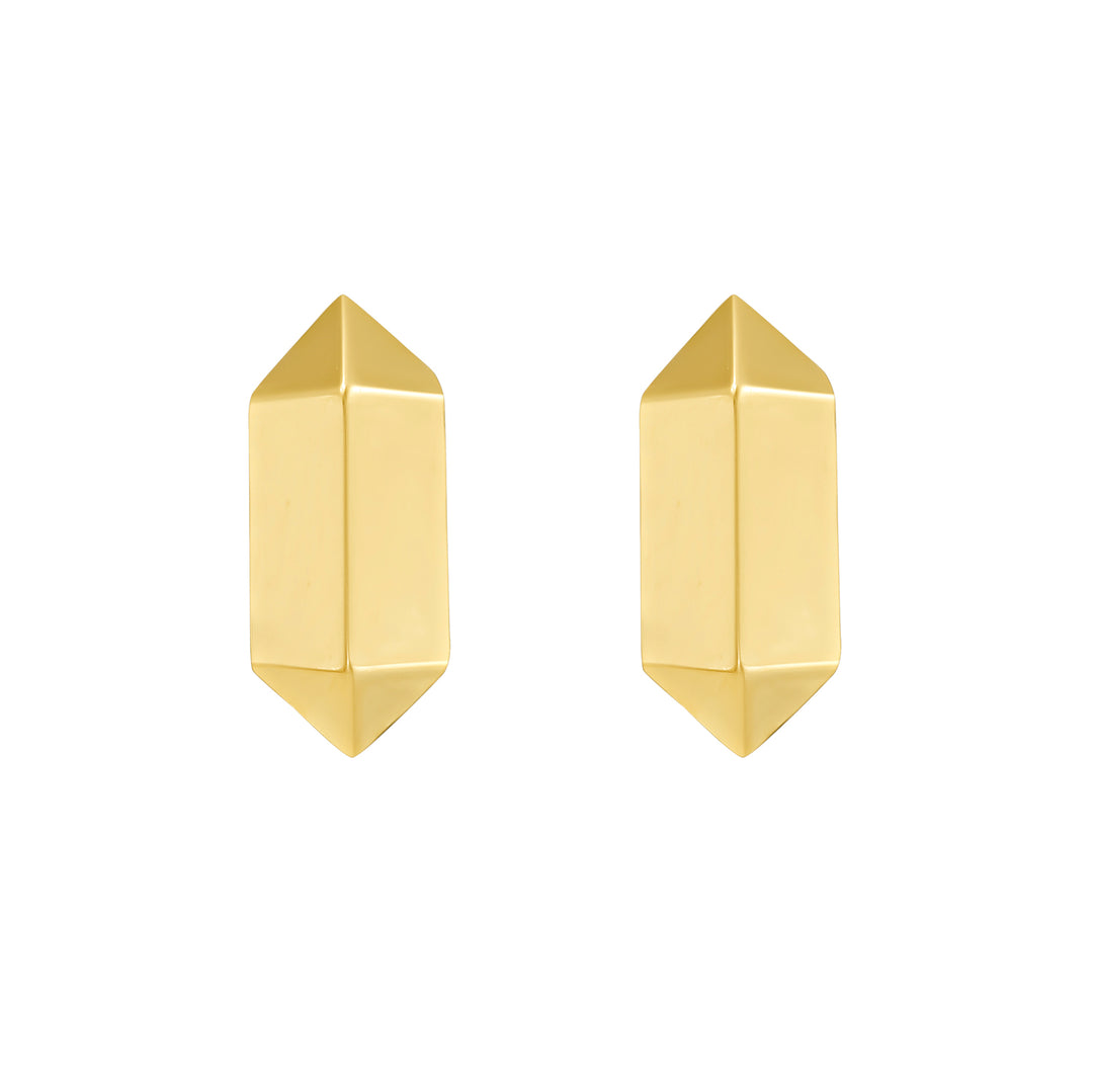 14K Long Hexagon Post Earrings