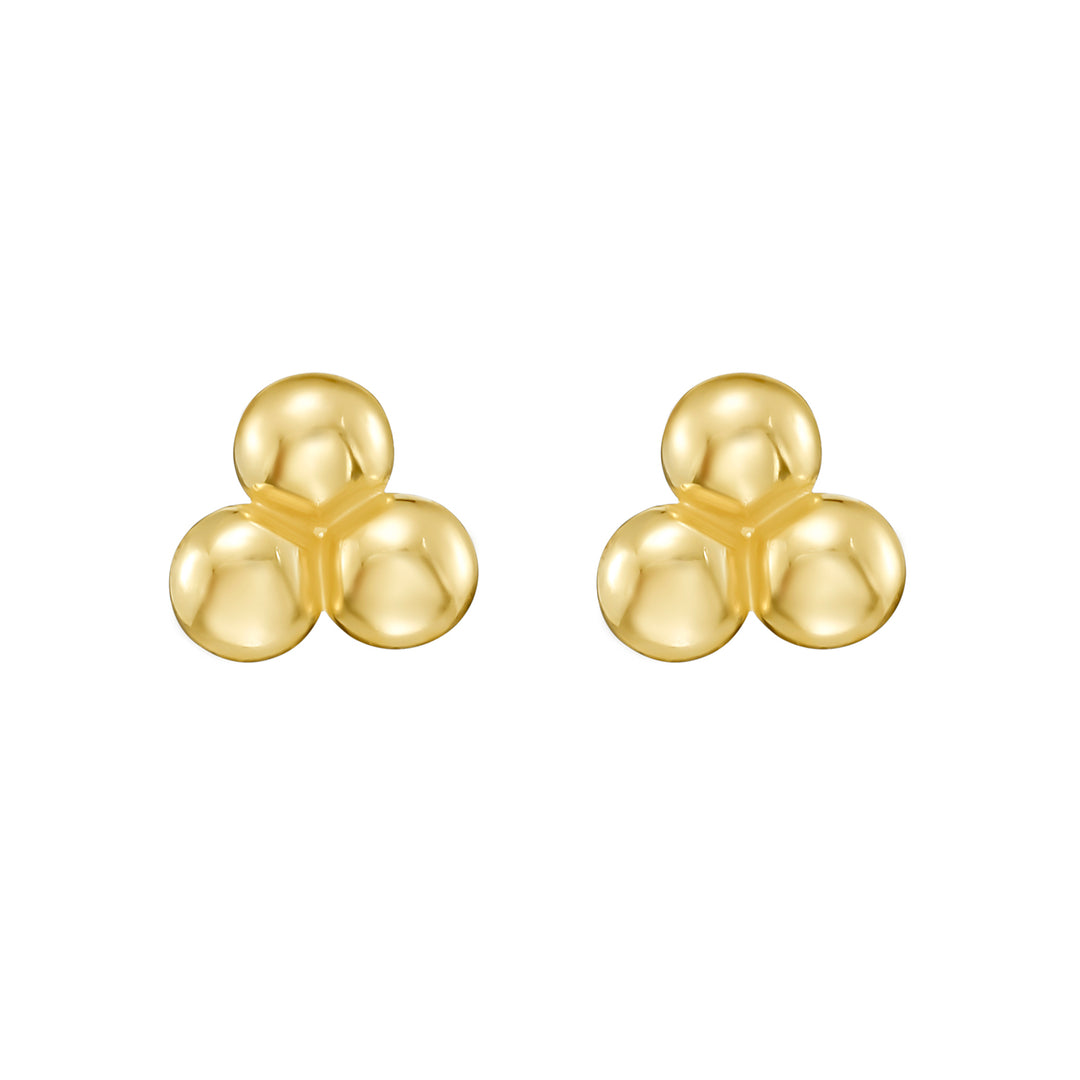 14K Triple Bead Post Earrings