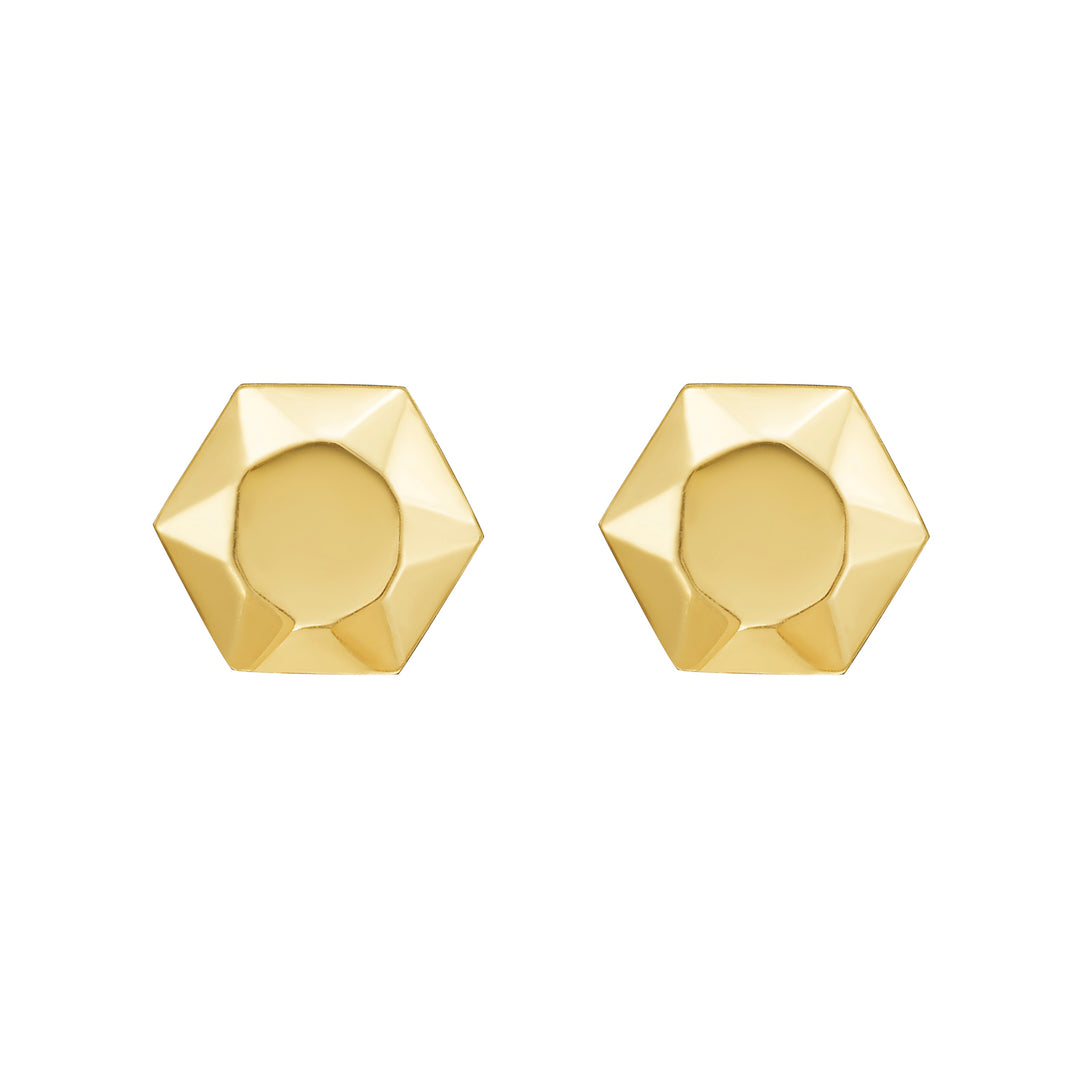 14K Flat Back Hexagon Earrings