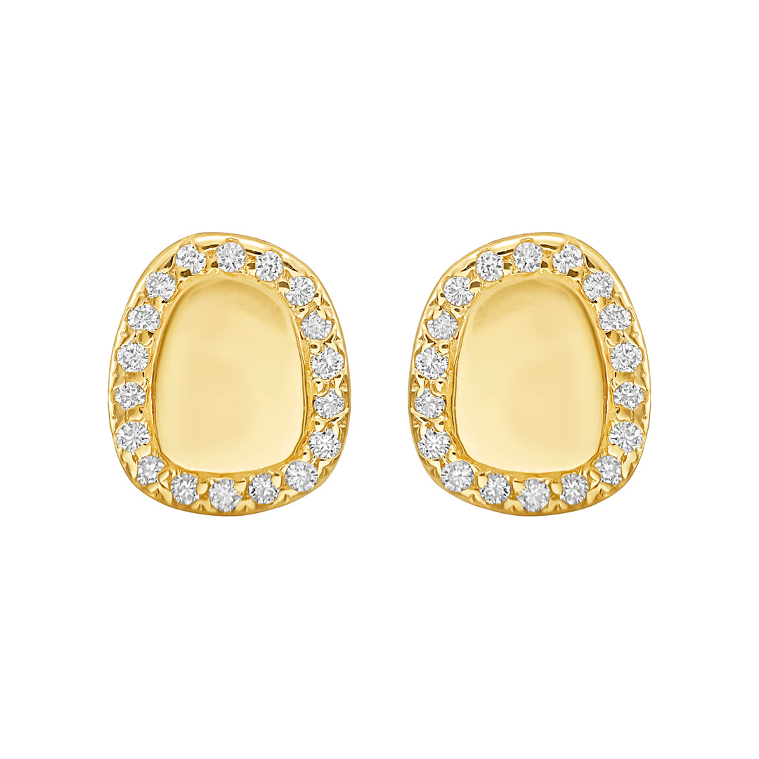 14K Diamond Freeform Cushion Earrings