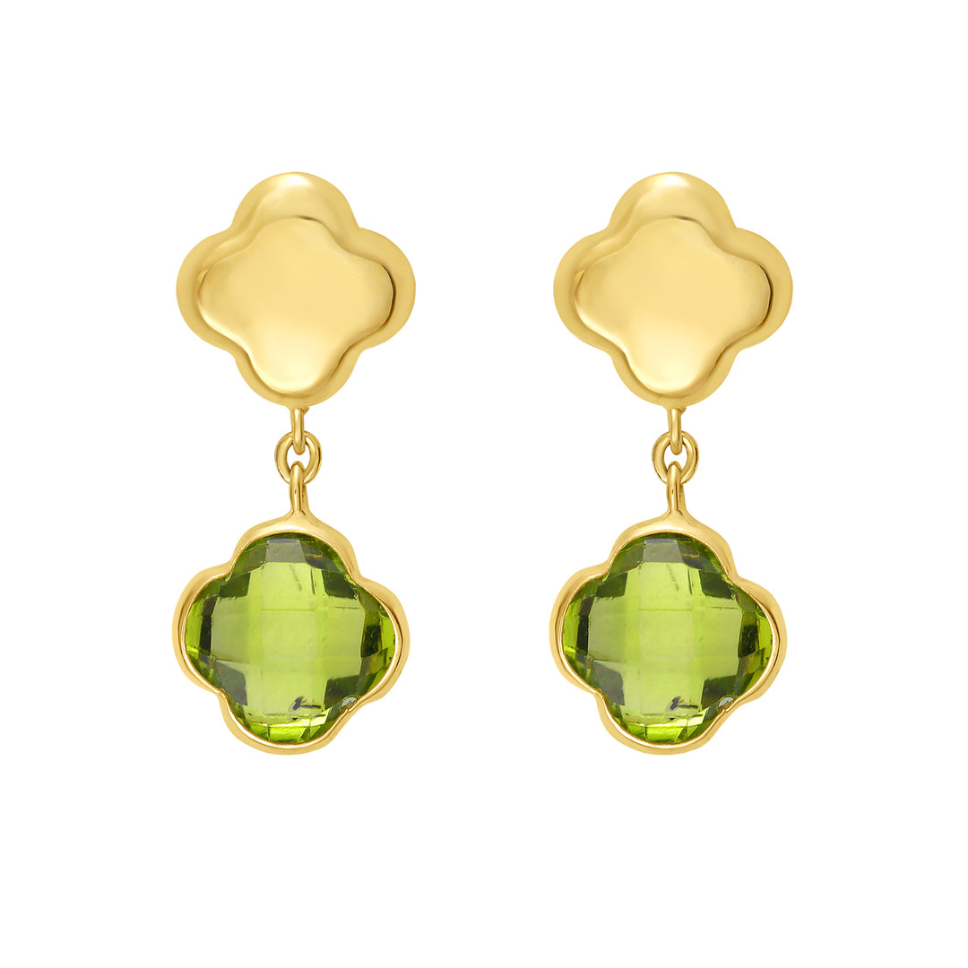 14K Peridot Clover Gem Earrings