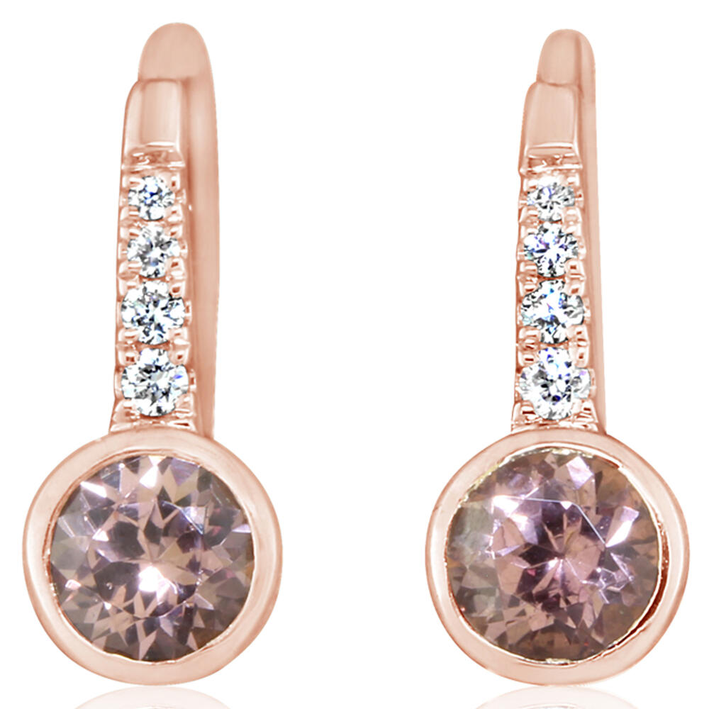 14K Yellow Gold Lotus Garnet/Diamond Earrings