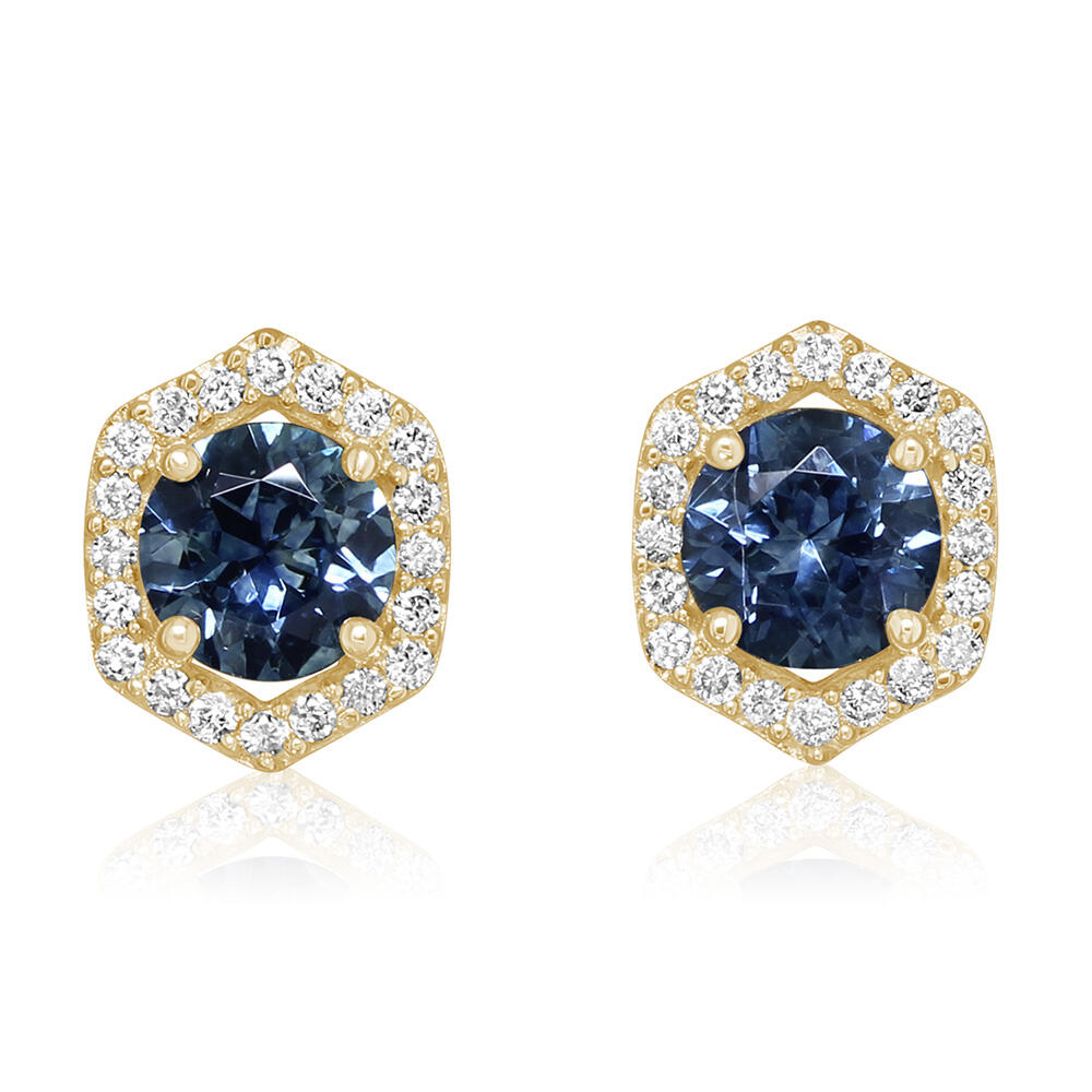 14K Yellow Gold Montana Sapphire/Diamond Earrings