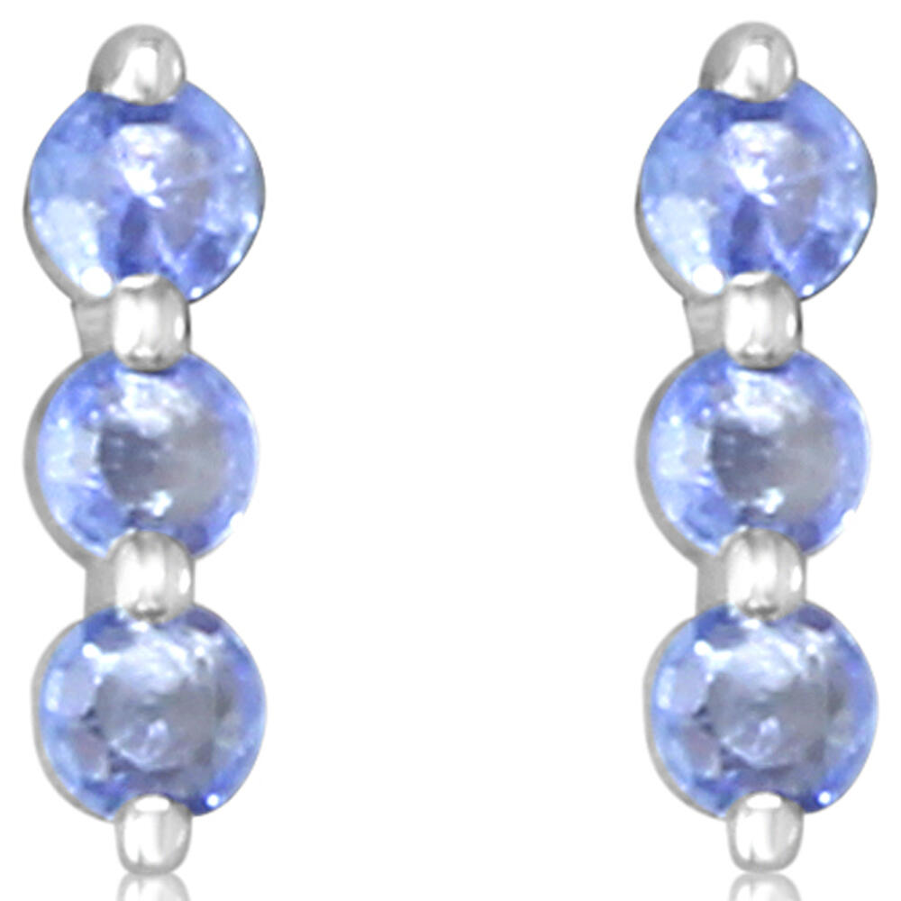 14K White Gold Yogo Sapphire Earrings