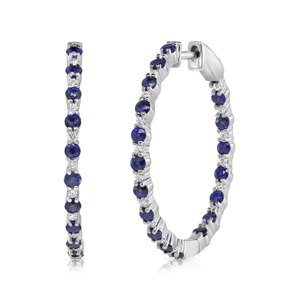 14K White Gold Sapphire/Diamond Earrings