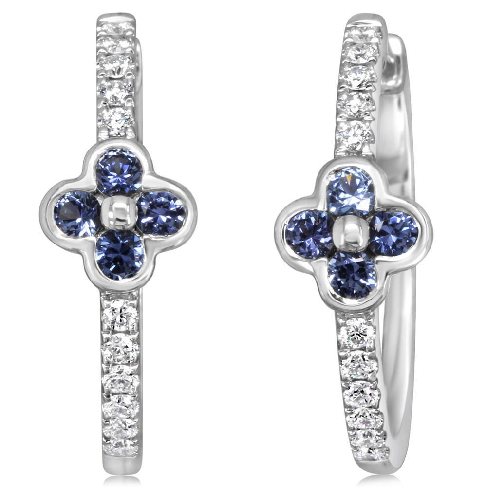 14K White Gold Yogo Sapphire/Diamond Earrings