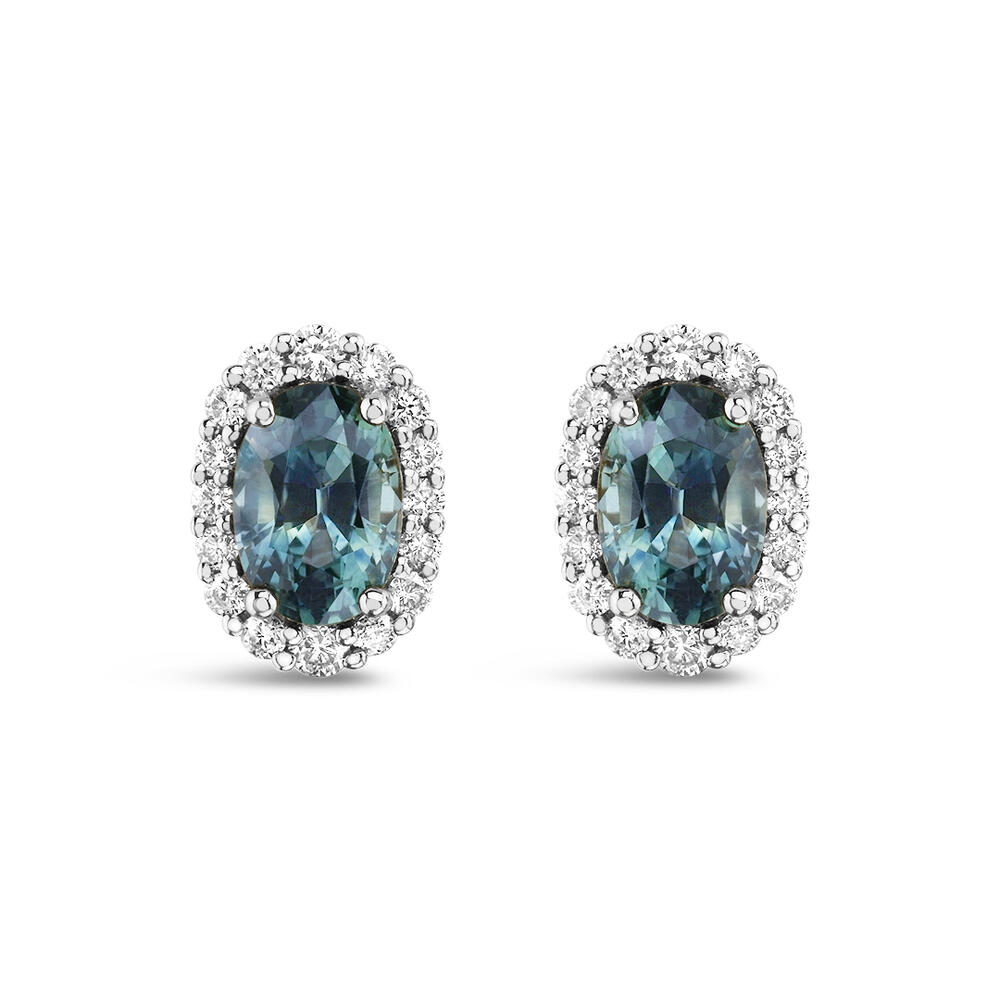 14K White Gold Montana Sapphire/Diamond Earrings