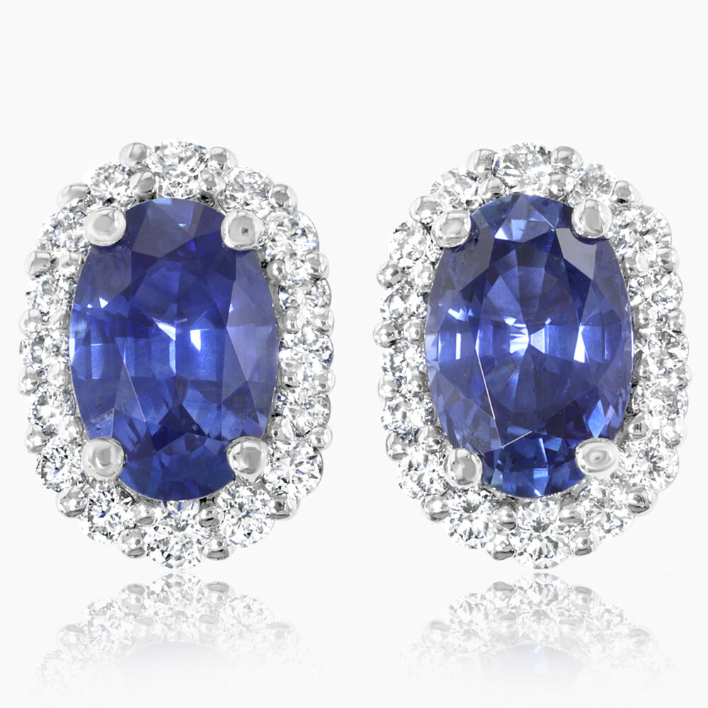 Platinum Sapphire/Diamond Earrings