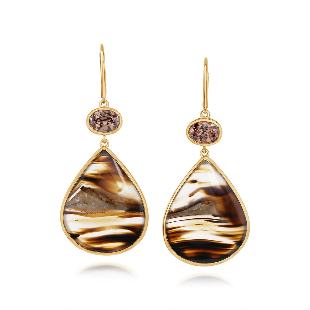 14K Yellow Gold Montana Agate/Fancy Zircon Earrings