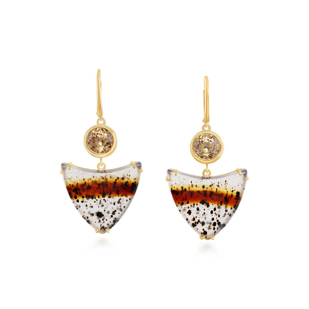 14K Yellow Gold Montana Agate/Fancy Zircon Earrings