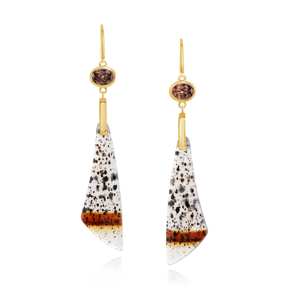 14K Yellow Gold Montana Agate/Fancy Zircon Earrings