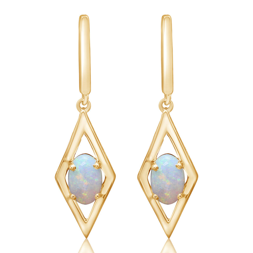 14K Yellow Gold Australian Opal Earrings