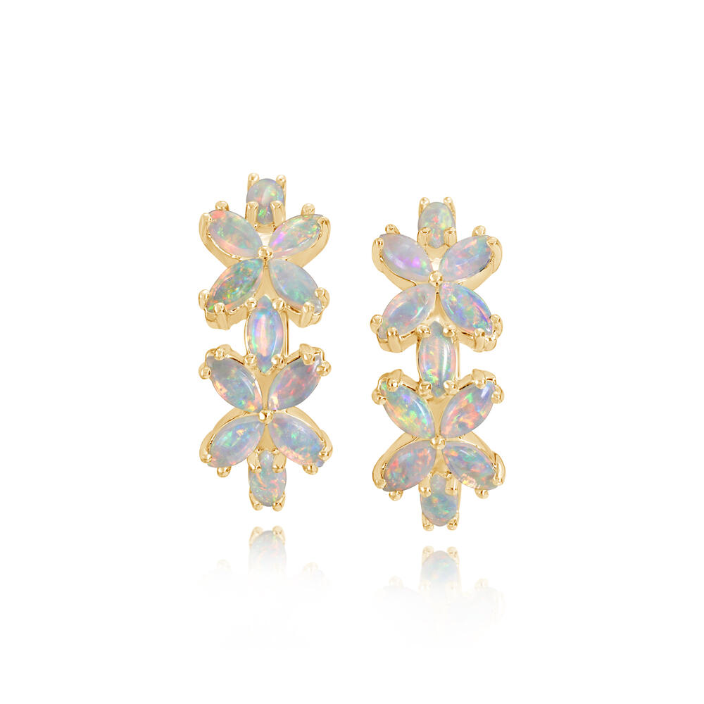 18K Yellow Gold Australian Opal Earrings