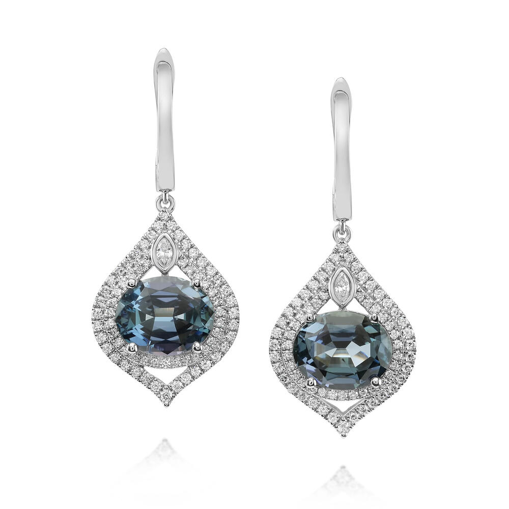 Platinum Peacock Tanzanite/Diamond Earrings