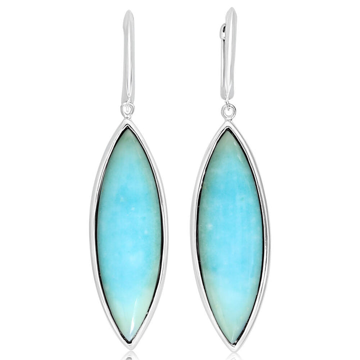 Sterling Silver Cabochon Blue Chrysocolla Opal Earrings