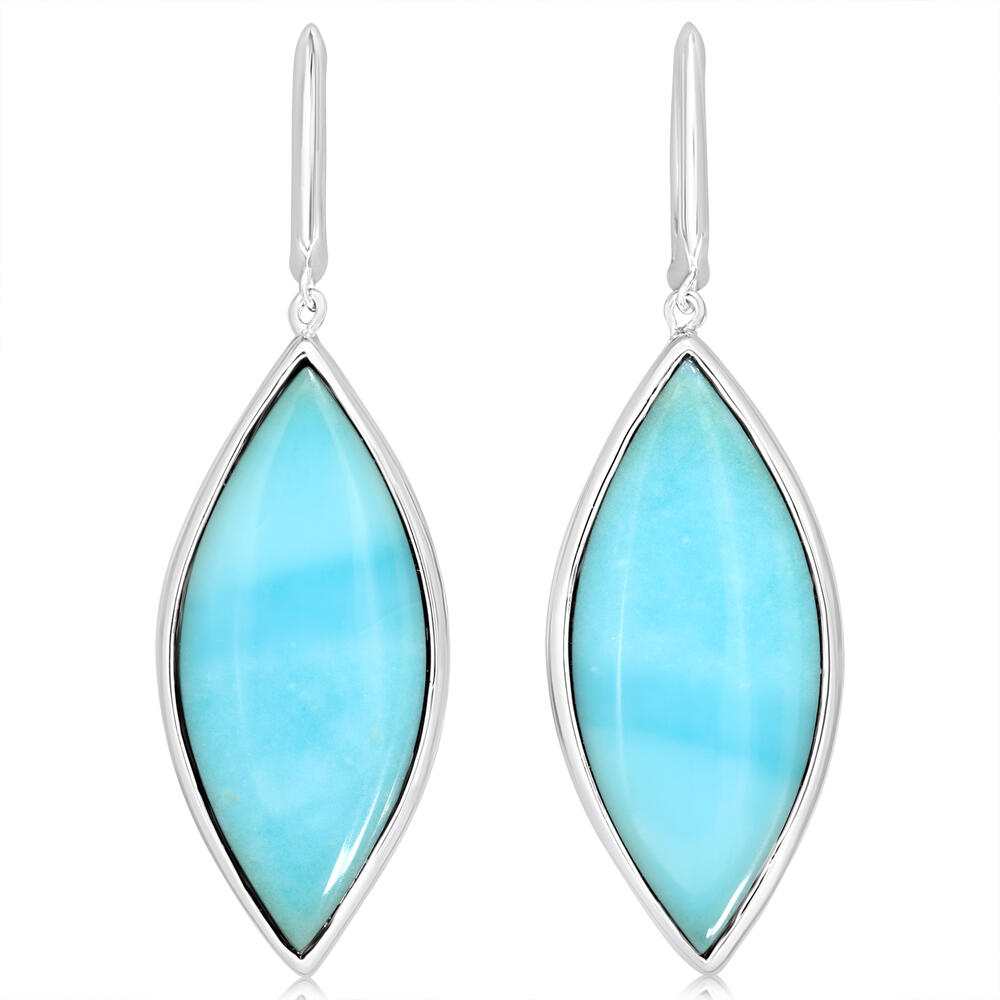 Sterling Silver Cabochon Blue Chrysocolla Opal Earrings