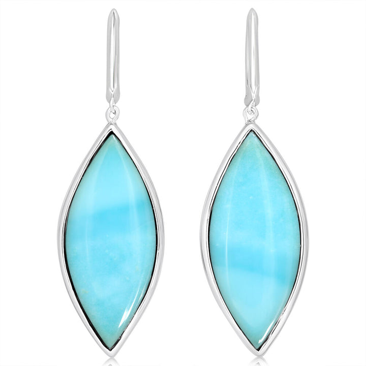 Sterling Silver Cabochon Blue Chrysocolla Opal Earrings