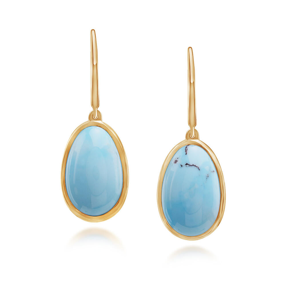 14K Yellow Golden Hills Turquoise Earrings
