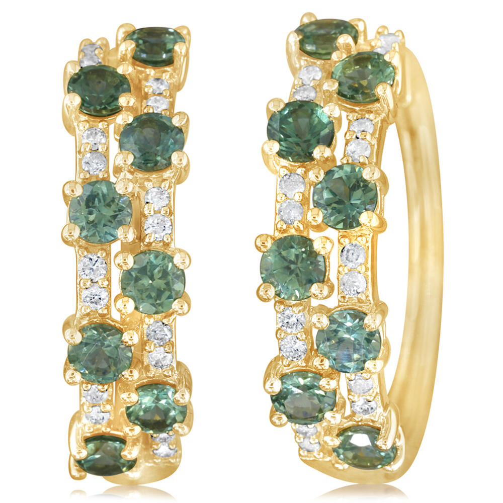 14K Yellow Gold Montana Sapphire/Diamond Earrings