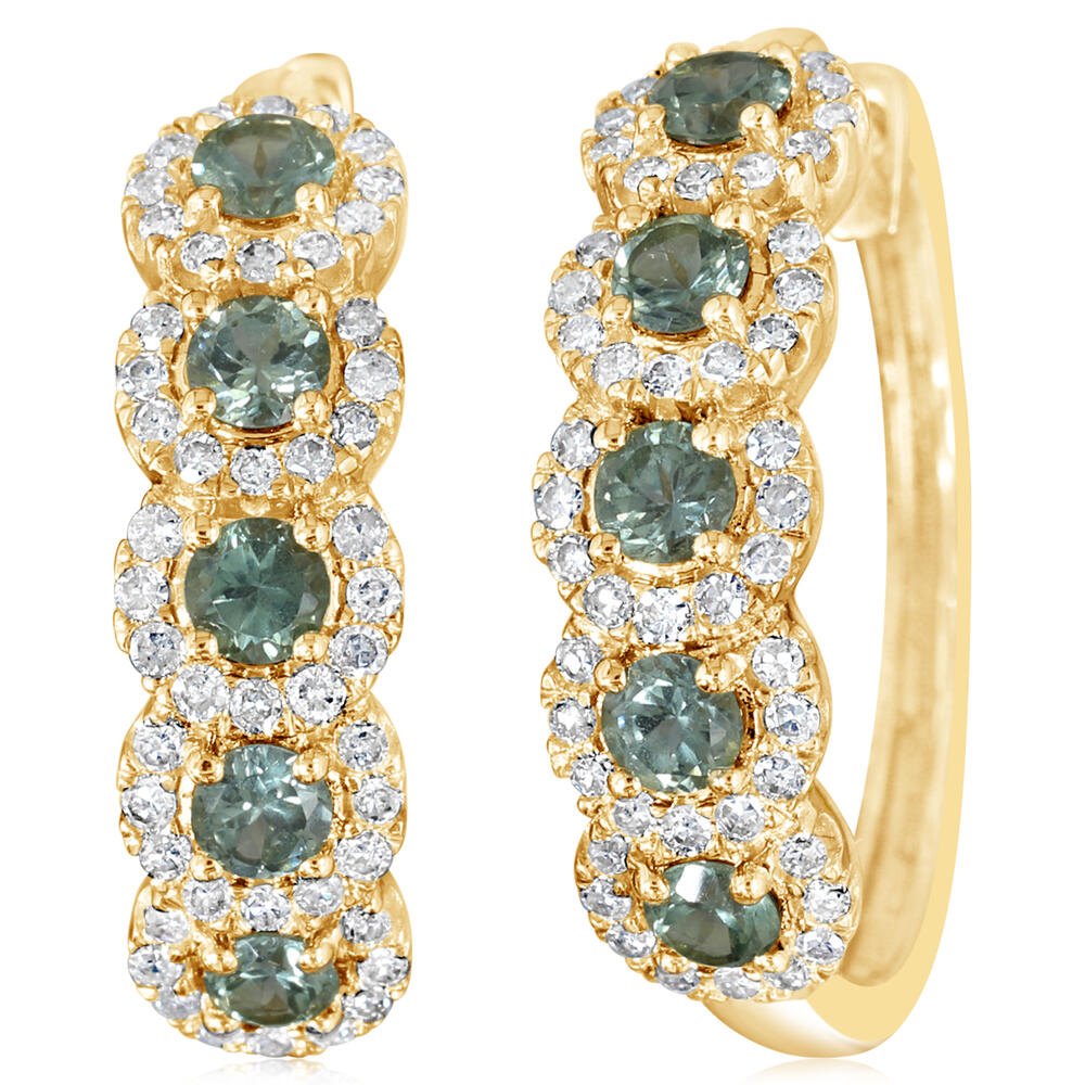 14K Yellow Gold 3.00x1.90mm Montana Sapphire/Diamond Earrings