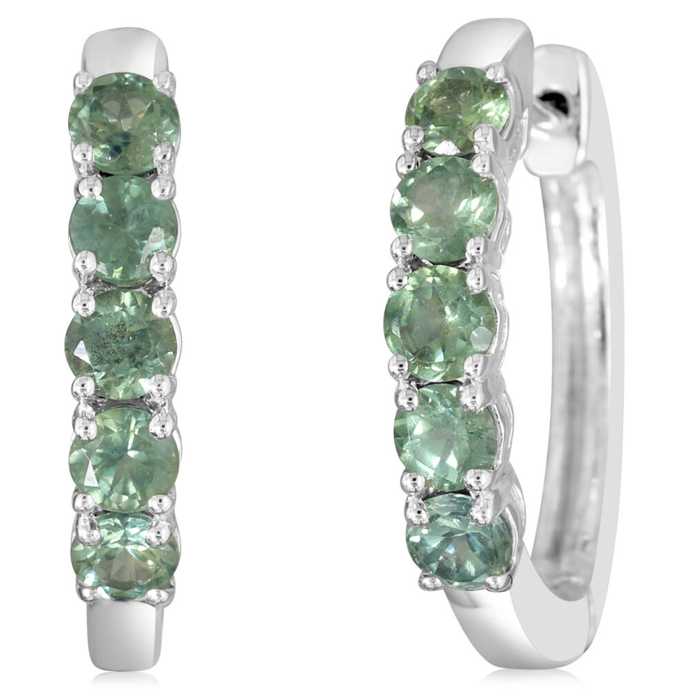 14K White Gold 3.00x1.90mm Round Montana Sapphire Earrings