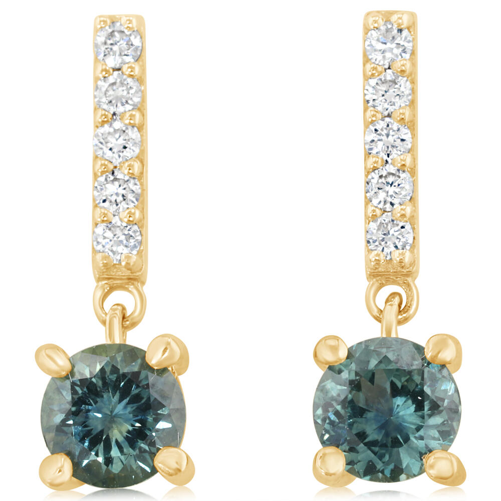 14K Yellow Gold Montana Sapphire/Diamond Earrings