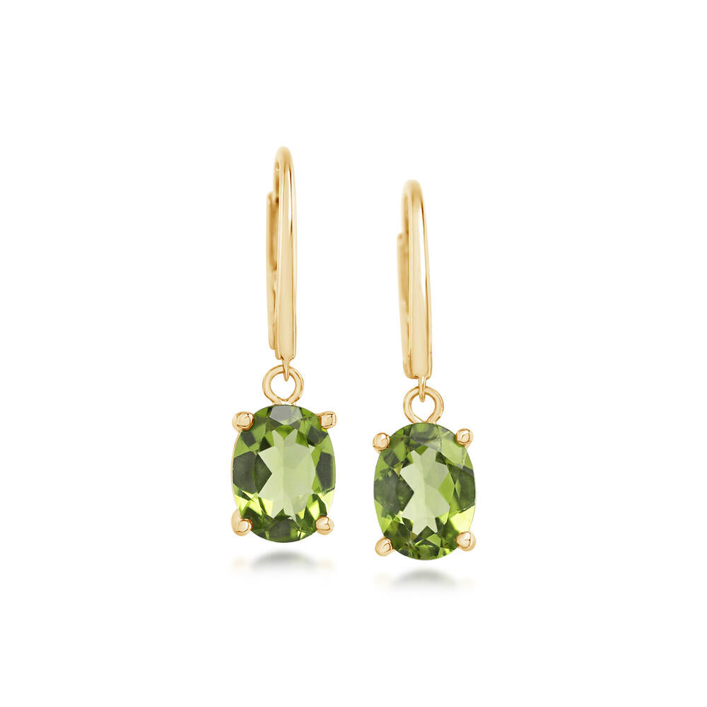 14K Yellow Gold Peridot Earrings