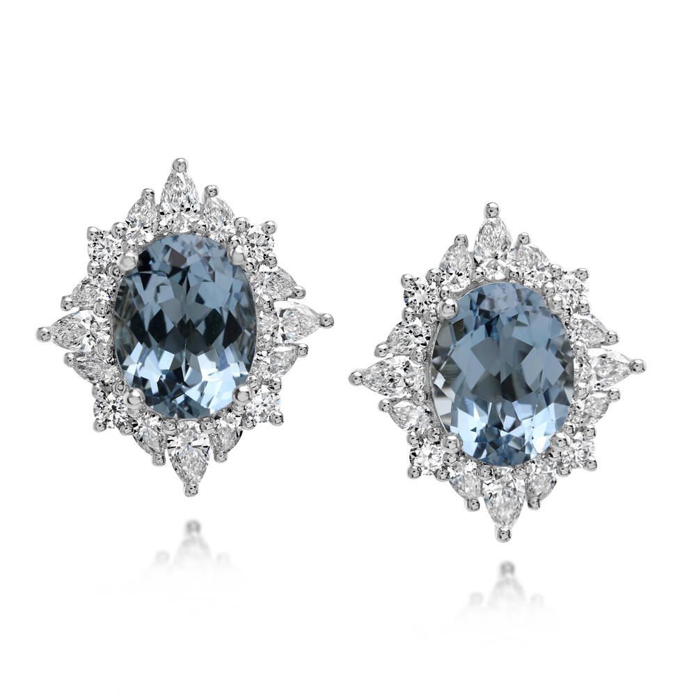 Platinum Aquamarine/Diamond Earrings