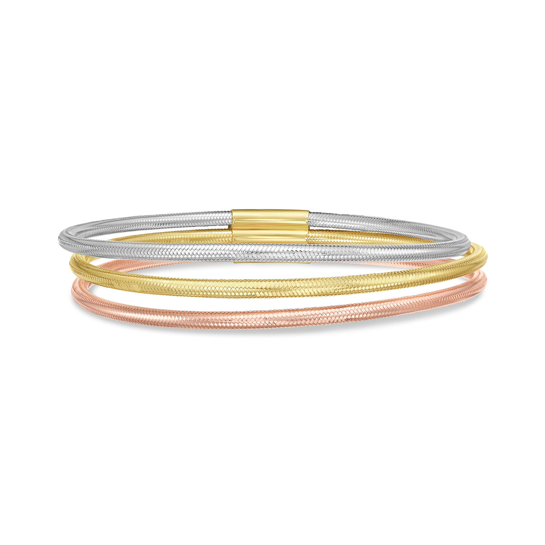 14K Tri-Color Stretch Mesh Bracelet