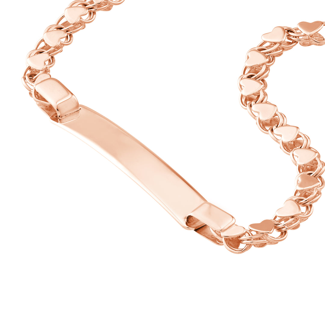 Kids ID Bracelet on Heart Mirror Rope Chain