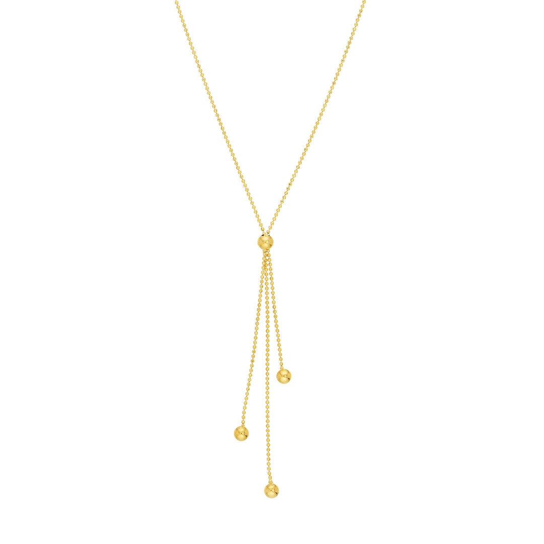 Triple Bead Dangle Lariat Necklace