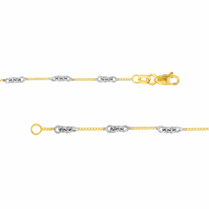 0.8mm Two-Tone Designer Twist Chain with Lobster Lock