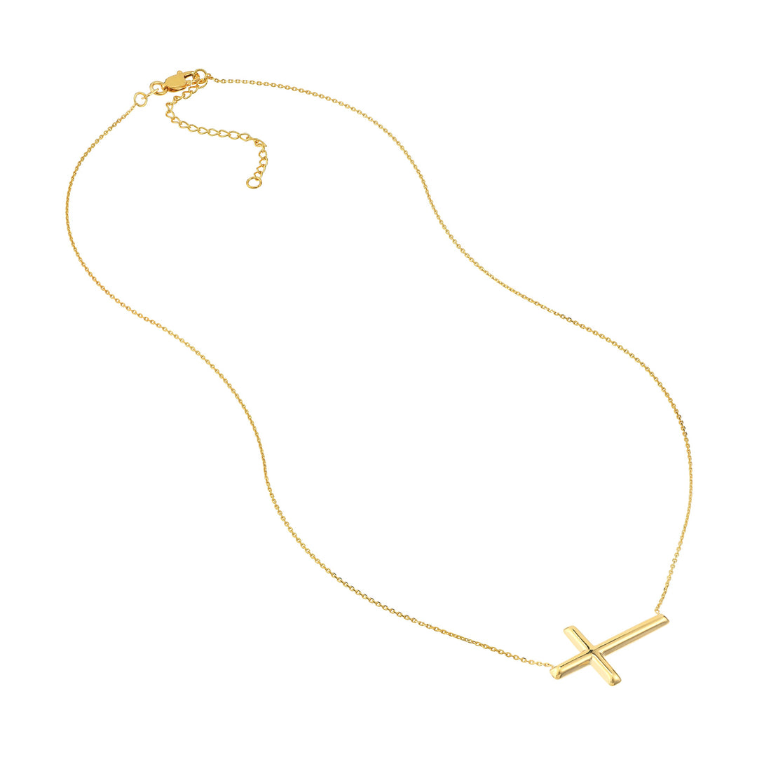 Large Sideways Cross Adjustable Necklace